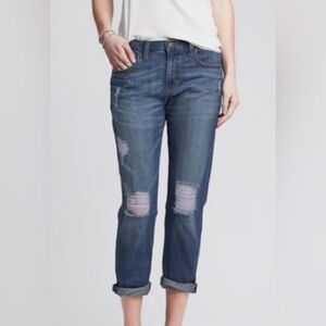 Banana Republic Boyfriend Distressed Jeans Sz 27 Relaxed Fit 90s Bohemian Modern